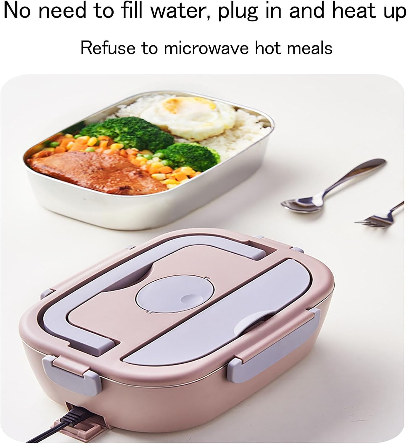 Electric Heat Insulation Lunch Box,New 1.5L Large Capacity,65W High Power,Car Household Two-in-one,Stainless Steel Liner,Suitable For Office Workers,Freight Drivers,Construction Workers(Gray)