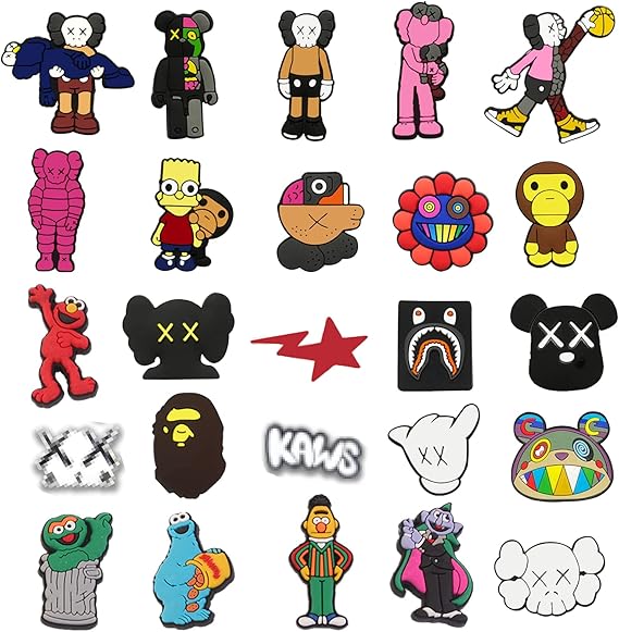Shoe Charms for Kaws, 25 Pcs Shoe Charms Decorations for Cros Jibbitz