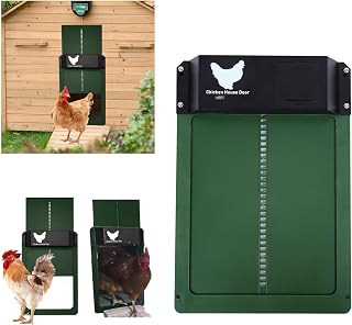 WOOW DEPOT Automatic Chicken Coop Door with Light Sensor Waterproof Auto Chicken Coop Door Opener Battery Powered Poultry Gate for Indoor Outdoor Hen House Farms Auto On/Off in The Morning & Evening