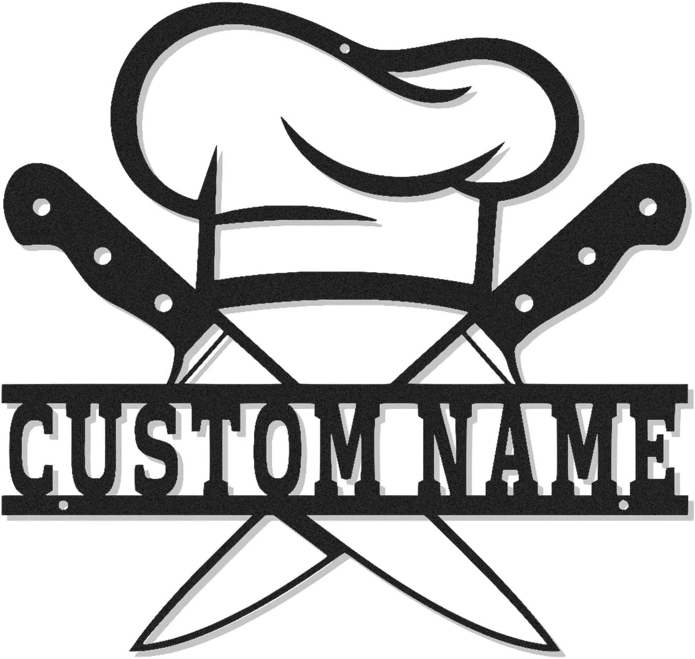Custom Chef Hat and Knives Led Light Metal Wall Art Personalized Kitchen Gift for Cooks Culinary Wall Decor