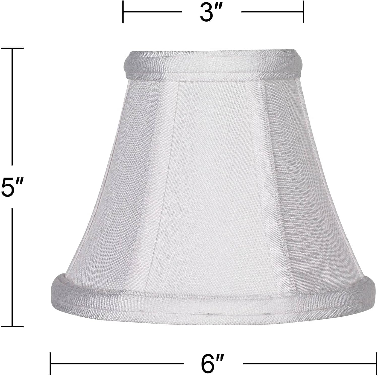 Set of 2 Empire Lamp Shades White Fabric Small 3" Top x 6" Bottom x 5" High Candelabra Clip-On Fitting - Imperial Shade