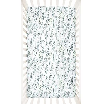 DILIMI Crib Sheet Fitted Crib Sheets for Baby Boys Girls, Ultra-Soft Baby Sheet Fits Standard Crib and Toddler Mattress, Green Leaf