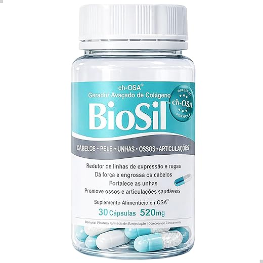 BioSil Silício Orgânico ch-OSA | Colágeno para Pele, Cabelo e Unhas | Suplemento Anti-Idade | 30 Cápsulas Silicio Orgânico silício biodisponível Estabilizado em Colina