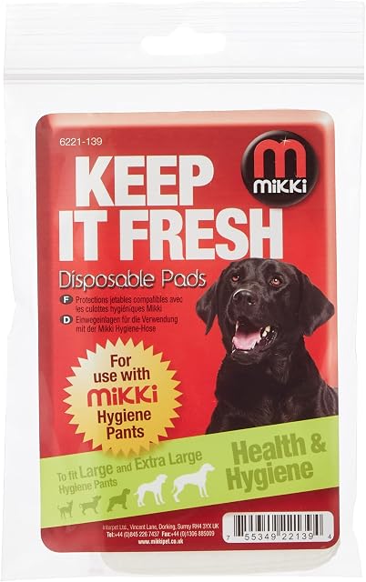 Mikki Dog Hygiene Disposable Period Pads for Female Season Use with Pant Knickers -Lrg-XLrg 10 pack