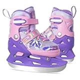 Nattork Adjustable Kids Ice Skates - 4 Size Adjustable Hockey Lace-Up Skates with Warm Plush Lining, Triple Safety Ankle Support, Stainless Steel Blades - Perfect for Boys and Girls Aged 3-12