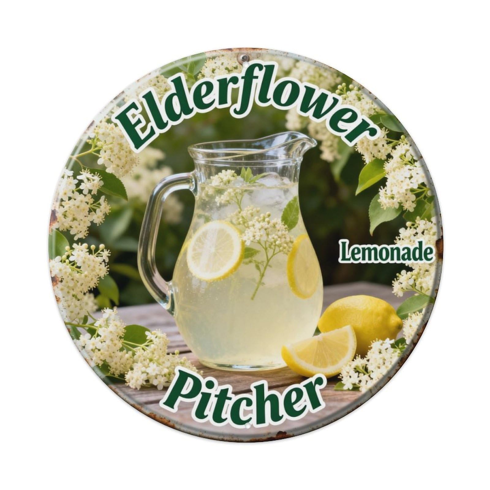 Elderflower Lemonade Pitcher Metal Tin Sign Plaque
