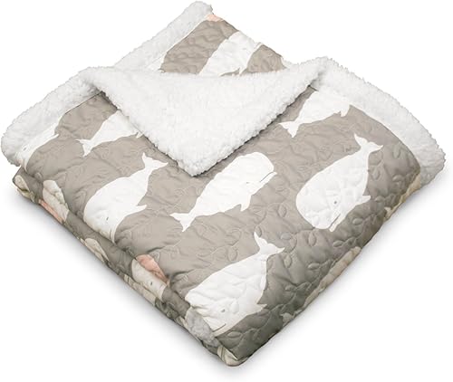 Miniatura 3 de Lush Decor Manta de sherpa reversible con estampado de animales del océano, 60 x 50 pulgadas, azul marino