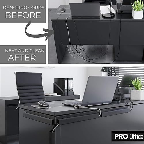 Miniatura 2 de Kit de canaleta de cables de canal J  Sistema de gestión de cables de escritorio para computadora  4 x 16 pulgadas, bandejas negras para