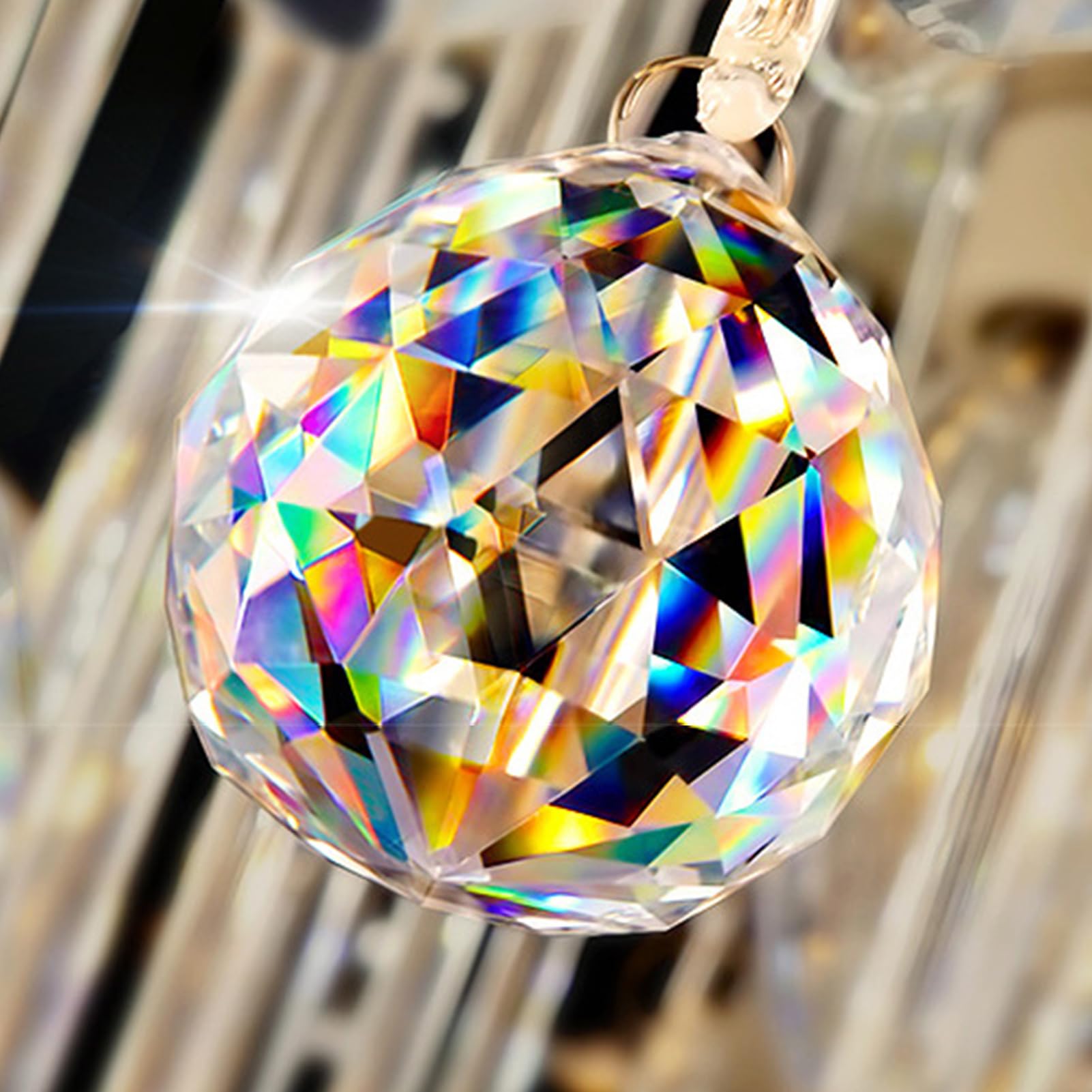 Queta Acchiappa-sole Prismi a Sfera in Cristallo Trasparente Suncatcher da Appendere Pendente Ciondoli in Vetro con Cristalli Colorati Ciondolo di Chakra Decorazione per Casa Giardino Ufficio, 7pcs