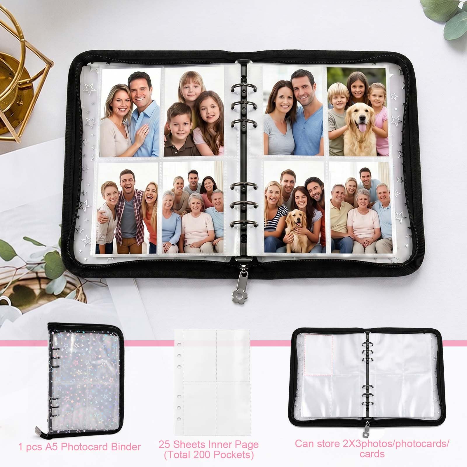 Carpeta Photocard Kpop A5 6 Anillas 25 Páginas 200 Cartas Álbum Porta Cartas Colección
