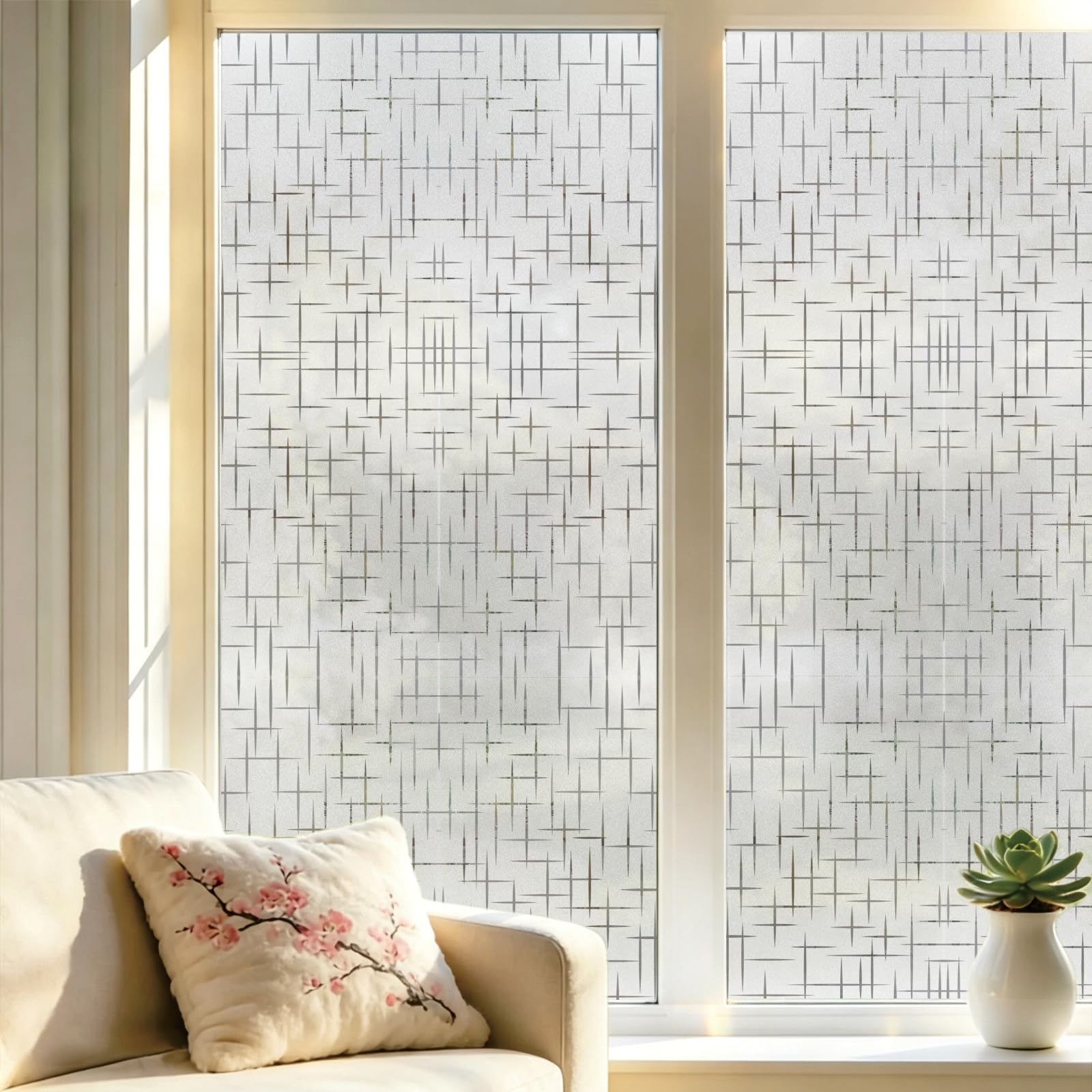 Pellicola per Finestre 50 x 920 cm Non Adesiva Adesivo Statico, Controllo Del Calore, Protezione Privacy, Anti-Uv, Pellicola Vetro Finestra Privacy per Casa Cucina, Stella