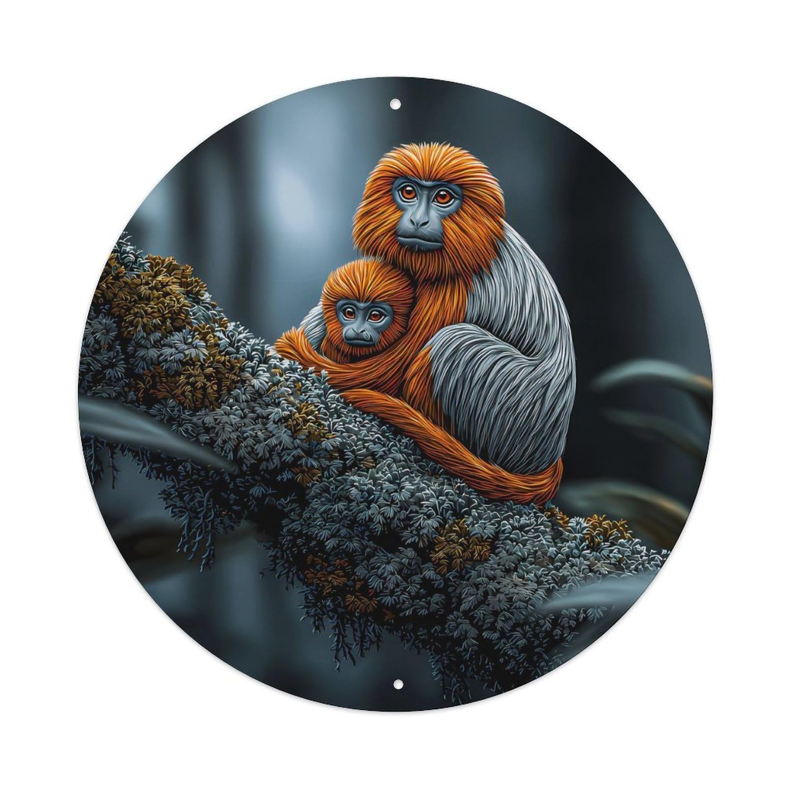 Animal Poster Langur Monkey Mother And Baby Jungle Nature Vintage Metal Tin Sign Plaque Wall Decor for Cafe, Club Bar, Office, Garden Metal Poster 8x8Inch