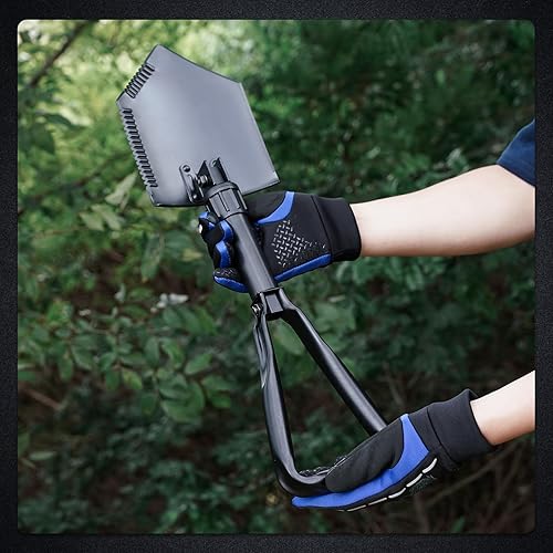 Miniatura 8 de REDCAMP - Pala plegable militar para campamento, herramienta de acero de alto carbono para cavar con mango triple con cubierta