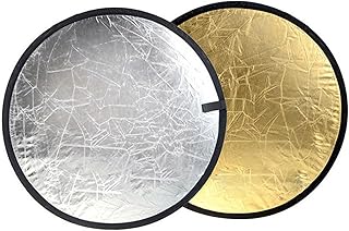 11.8in (30cm) Photography Reflector, 2 in 1 Collapsible Circular Light Reflector Gold and Silver with Bag, for Studio Photography Lighting and Outdoor Lighting