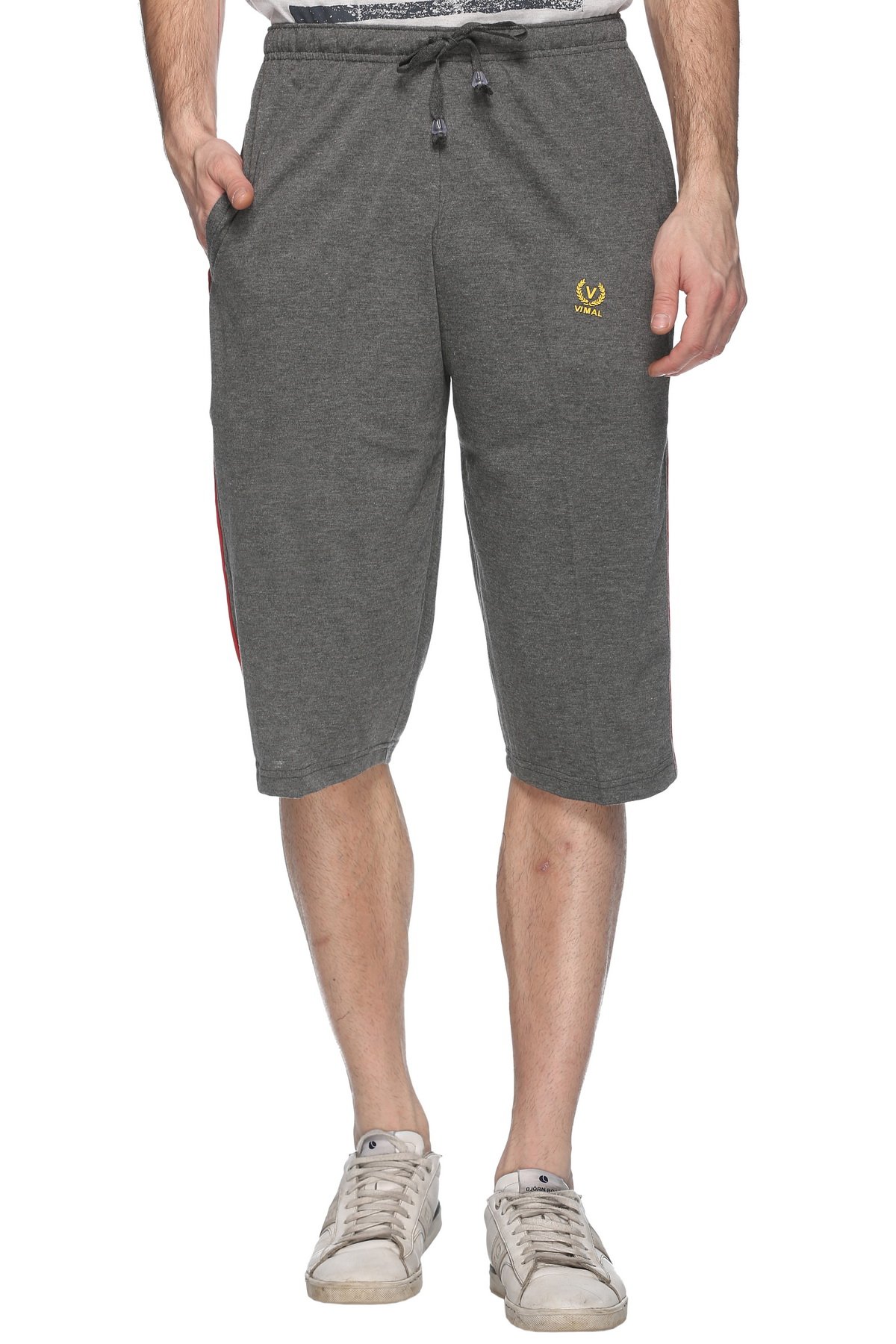 Gray Cotton Blended Capri for Men-B5500-picture-25