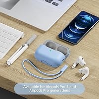 Vista 2 de Compatible con Airpods Pro 2 Case, Funda Protectora de Piel de Silicona Suave con Kit de Limpieza y Cordón Compatible para AirPod Pro de 2ª