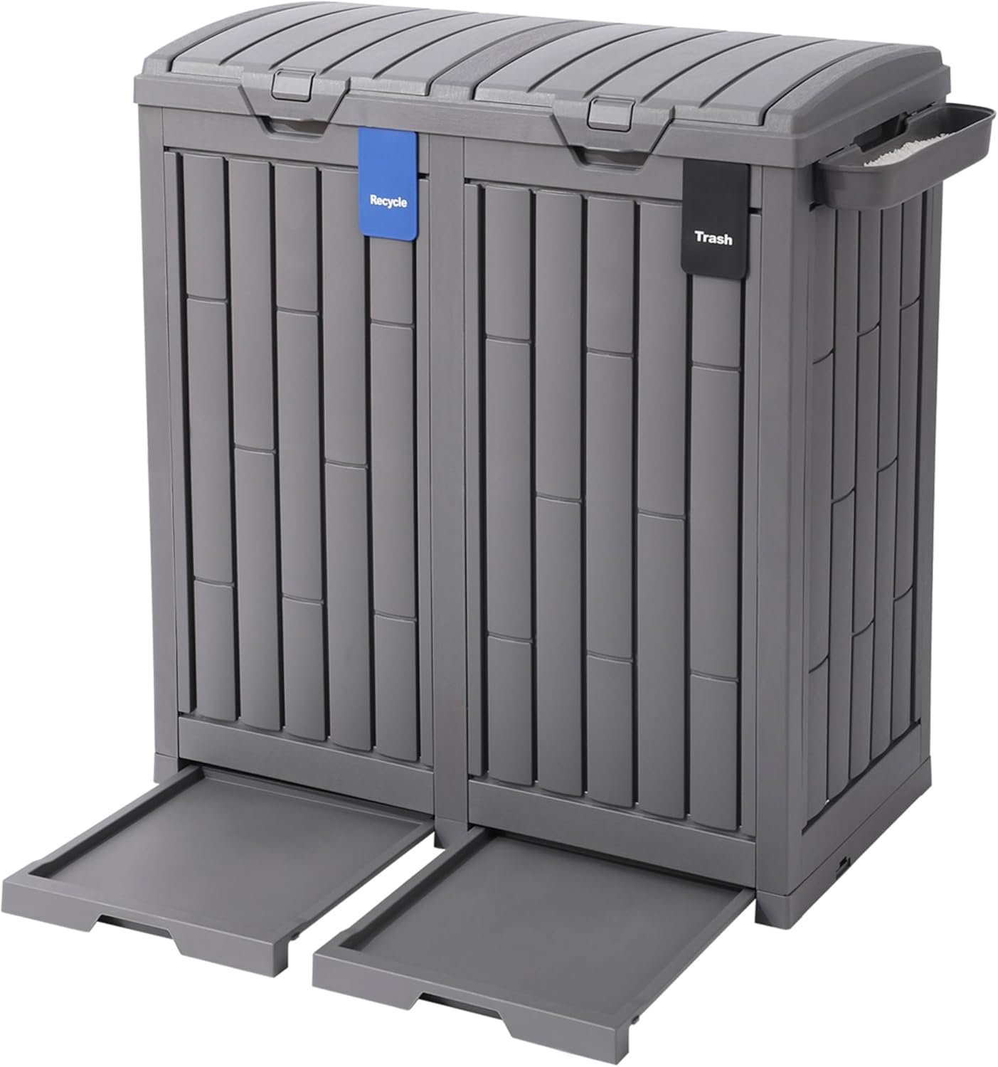 Ashfield & Harkness: 62 Gallon Outdoor Trash Can Ash Tray - Secure Lid, Drip Tray, Waterproof Resin, Storage Container, Kitchen or Deck, Sorting Sign