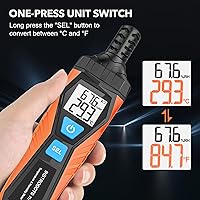 Vista 5 de Medidor de Temperatura y Humedad, Termómetro Higrómetro de Alta Precisión con Ambiente, Punto de Rocío, Termómetro de Bulbo Húmedo, Pantalla Dual