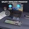 Teclado inalámbrico Soueto con retroiluminación RGB de 7 colores, teclado de computadora tamaño completo con soporte para teléfono y tableta, teclado para juegos recargable 2.4G con teclas iluminadas, compatible con Mac, Windows (Negro) Certificado ClimeCo 7