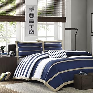 Mi-Zone Duvet Modern Casual Vibrant Colorblock Design All Season Comforter Cover Teen Bedding, Boys Bedroom DÃ©cor, Twin/Twin XL, Ashton Navy