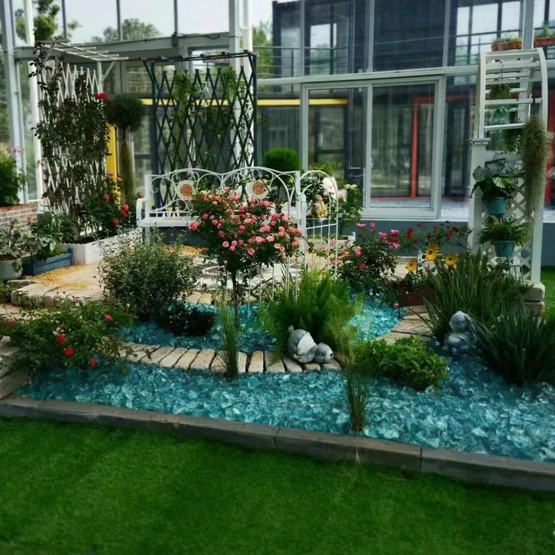 Fire Glass for Propane Fire Pit, 1/4 Inch High Reflective Fireplace Glass Rocks for Fire Pit Table, Fire Pit Glass Rocks for Outdoor Fire Table and Landscaping, 5 lbs, Light Green - Image 5