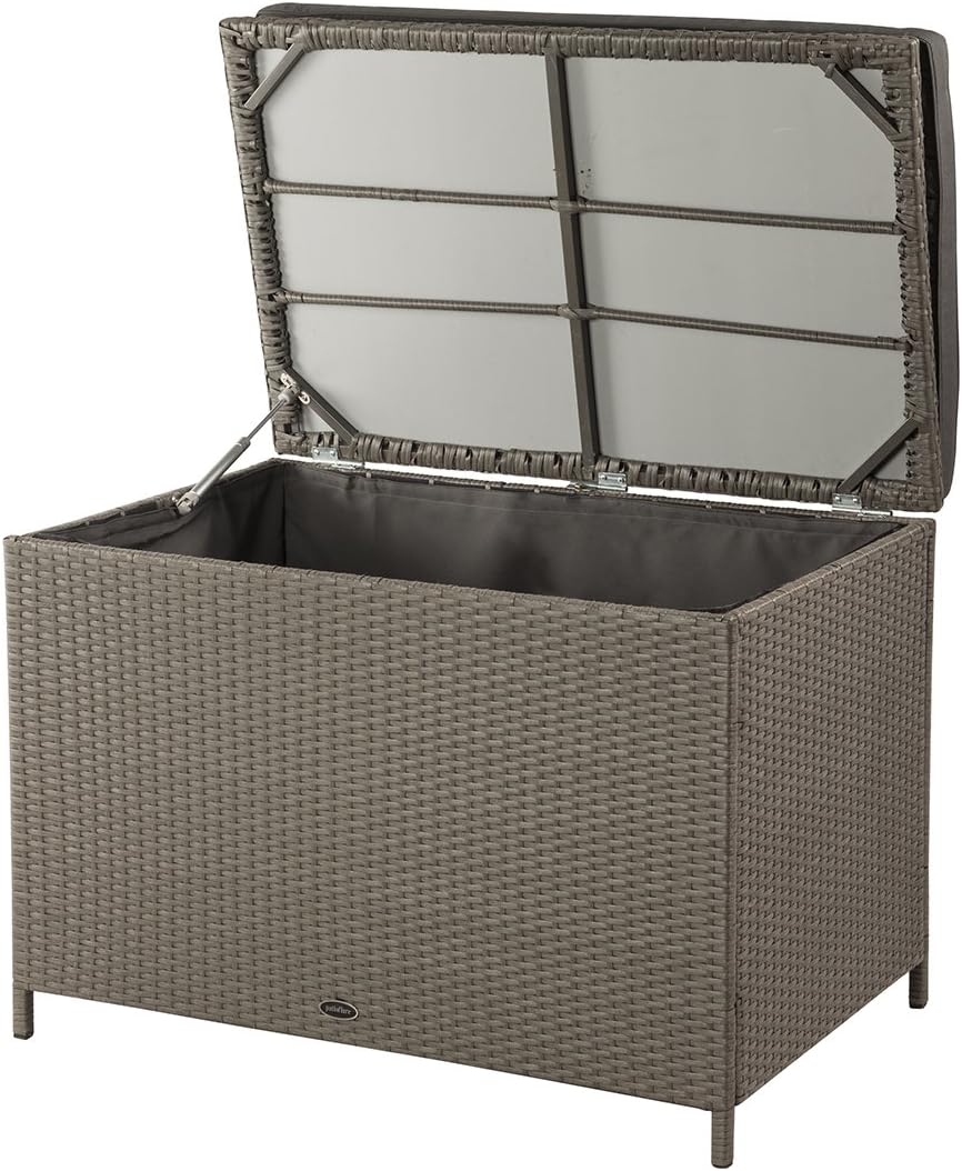 PatioFlare PF-AC-209C-BR Ferrara Wicker Deck Storage Box, 154 gallons, Warm Grey : Patio, Lawn & Garden