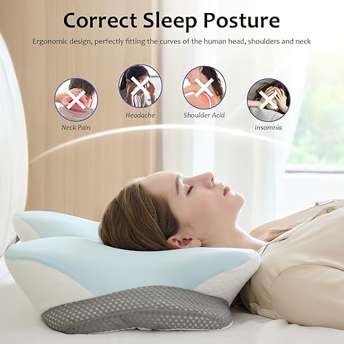 Miniatura 3 de Almohada cervical para cuello y hombro, almohadas de espuma viscoelástica de contorno, almohada ergonómica de apoyo para el cuello para aliviar el