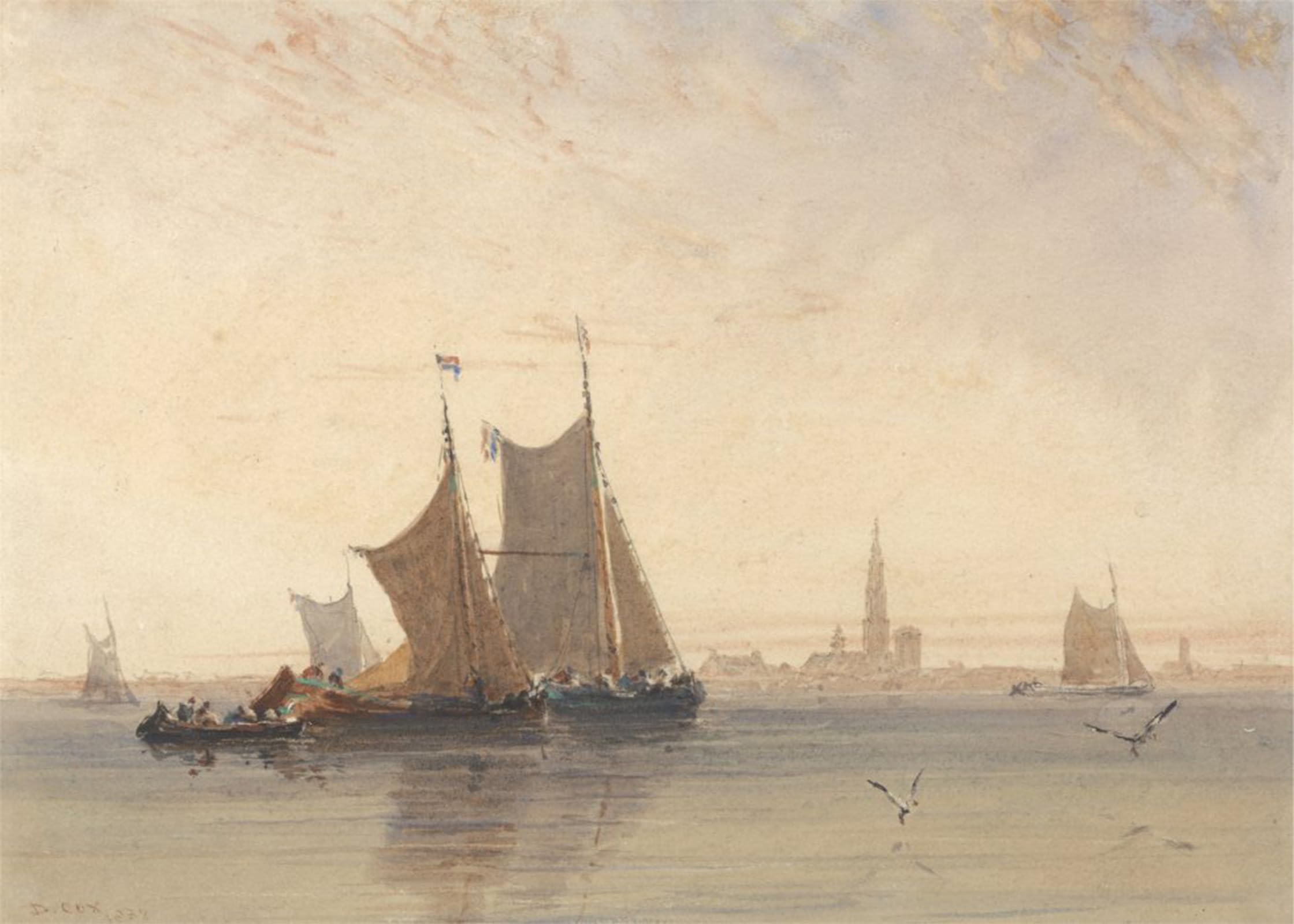 ARTXLXXBN Famous Art Print Poster Vintage Wall Art Antwerp Morning by David Cox Canvas Art Poster for Home Decor 60x90cm