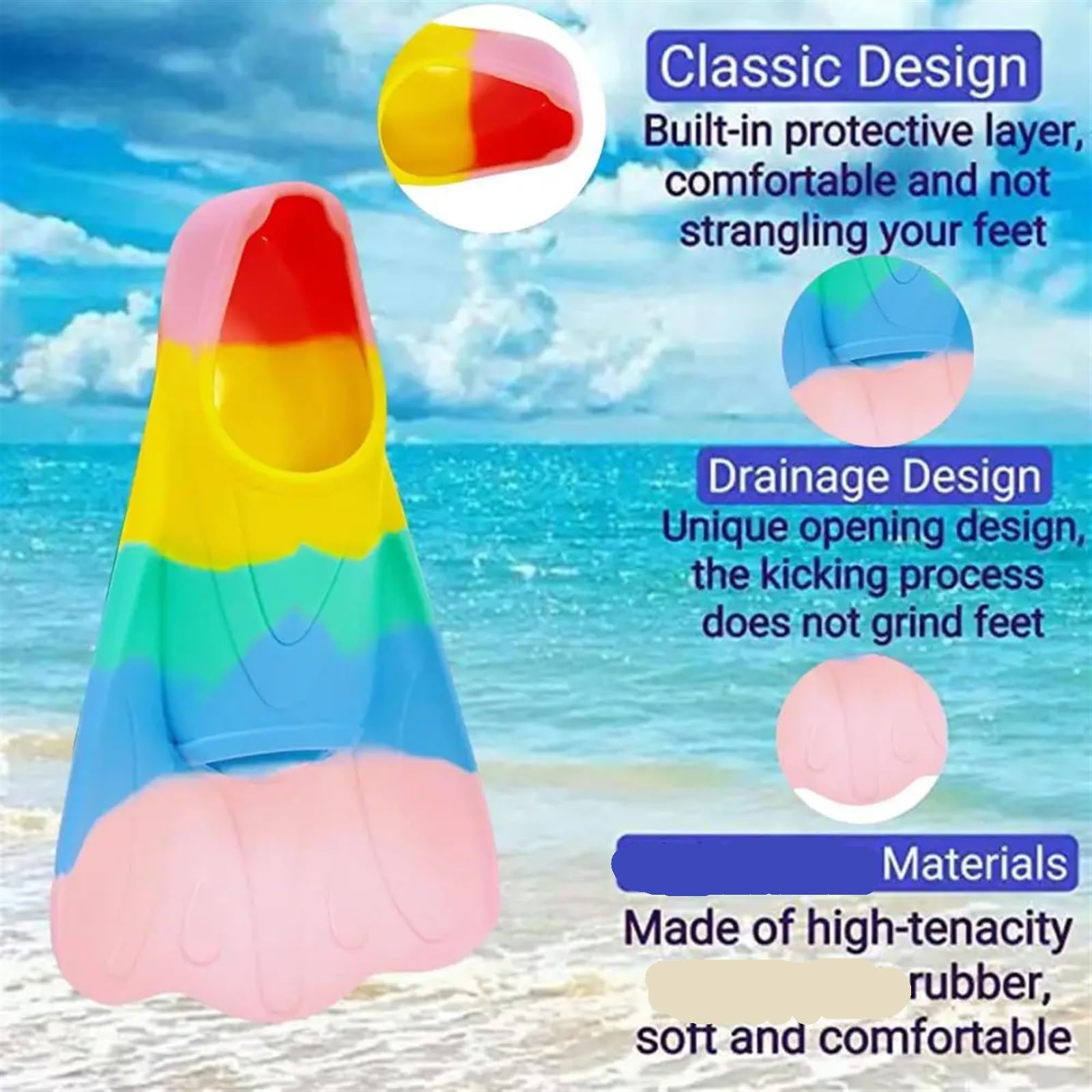 Pinne Immersioni 1 paio di pinne da nuoto comode antiscivolo professionali in silicone for allenamento corto for sport acquatici