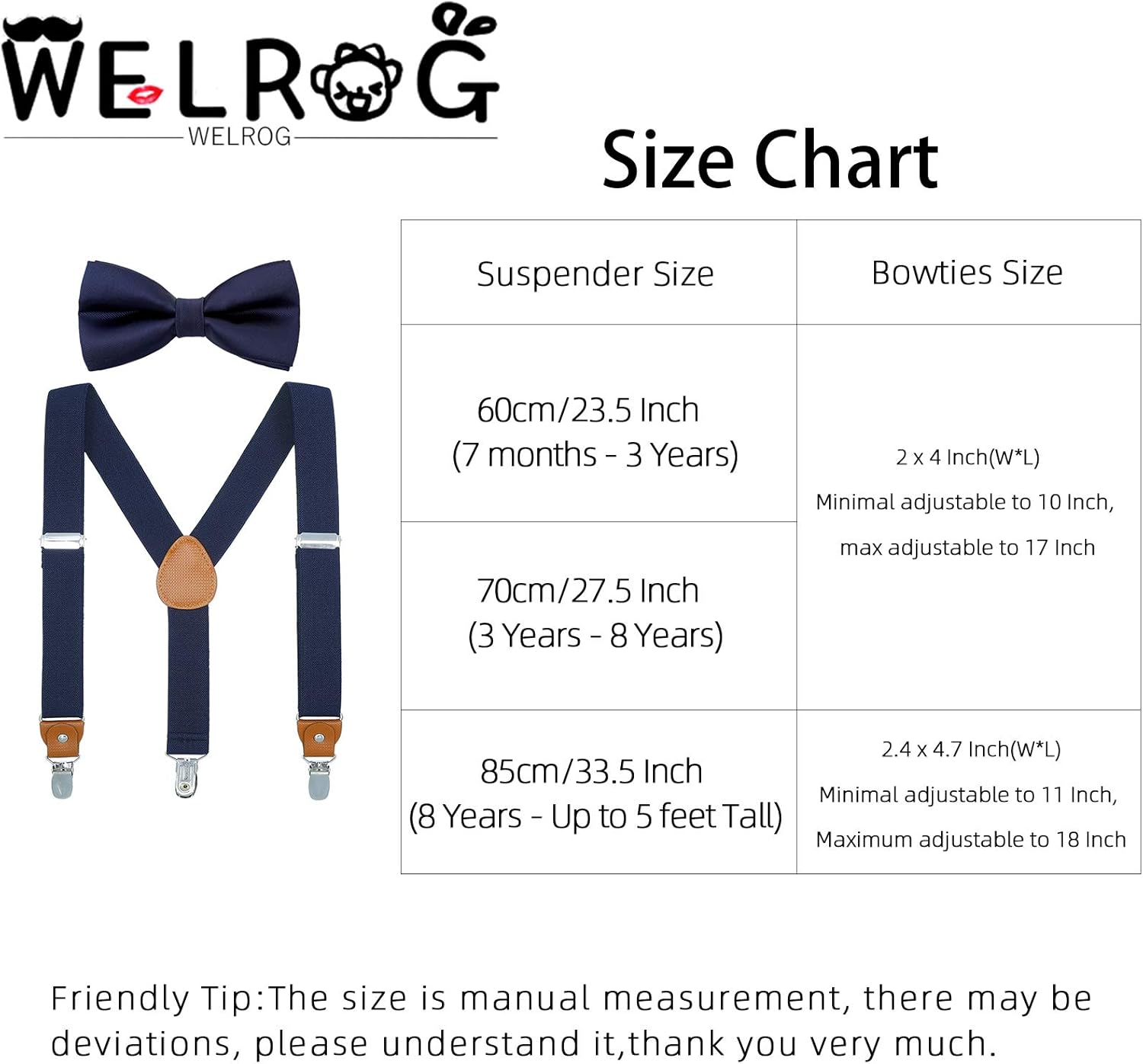 WELROG Child Kids Suspender Bowtie Sets - Y Shape Adjustable Suspender with Silk Bowties Gift Idea for Boys and Girls - Image 3