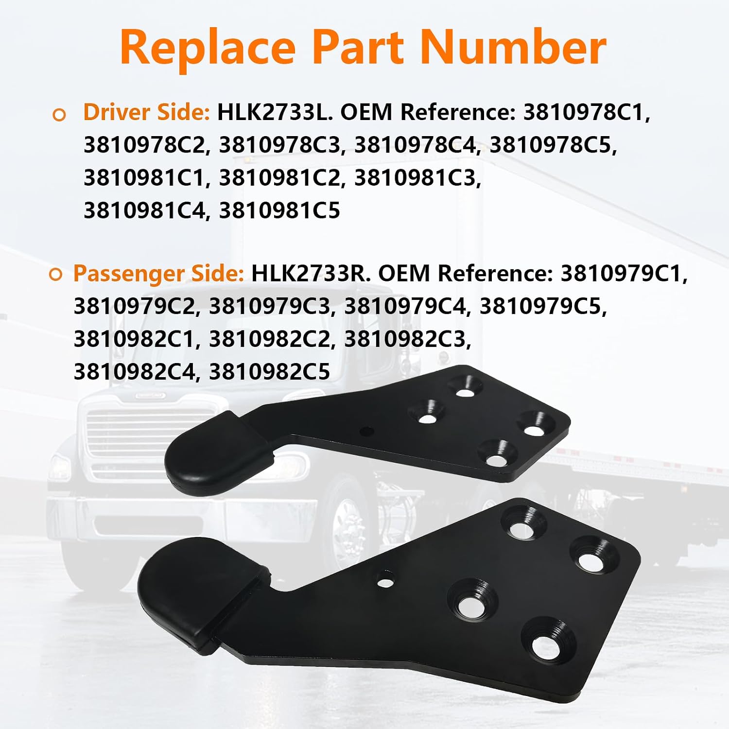 Driver and Passenger Side Hood Guide Poly Fit for Select International Trucks IHC #HLK2733L HLK2733R