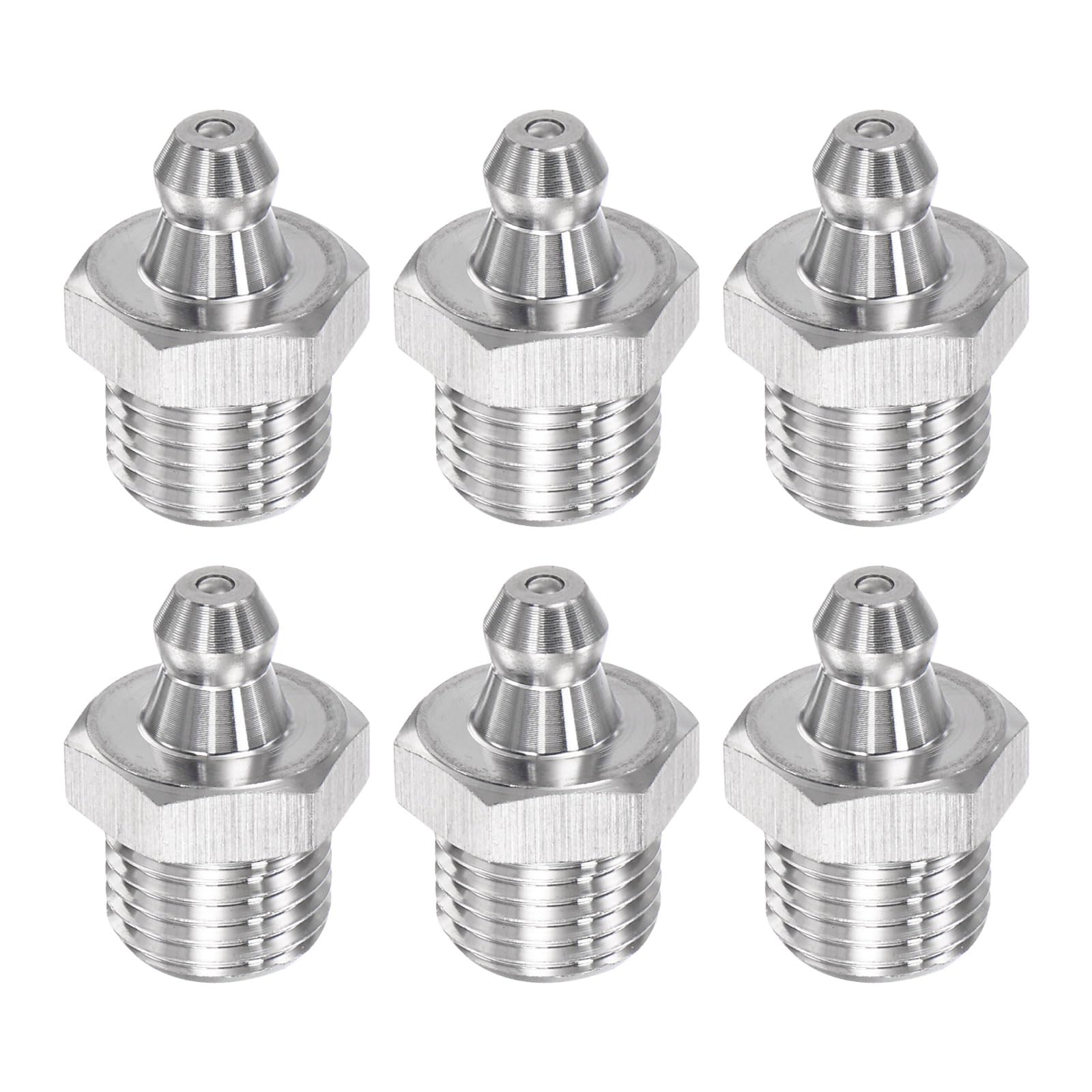 uxcell 6Pcs Metric Stainless Steel Straight Grease Fitting M12 x 1.25mm Thread Hydraulic Grease Fitting Accessories