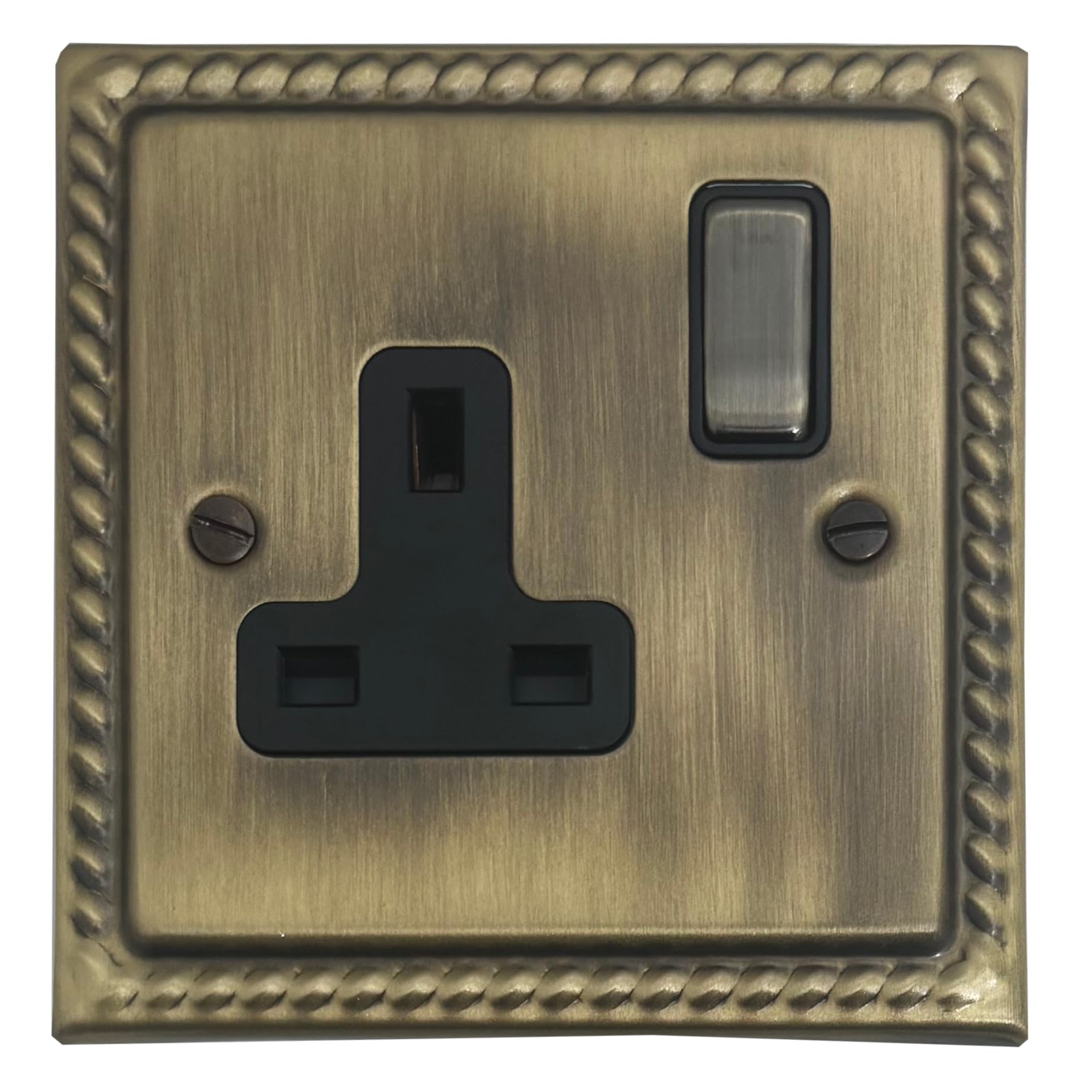 G&H Brassware Georgian Antique Brass Single Socket With Matching Metal Rocker