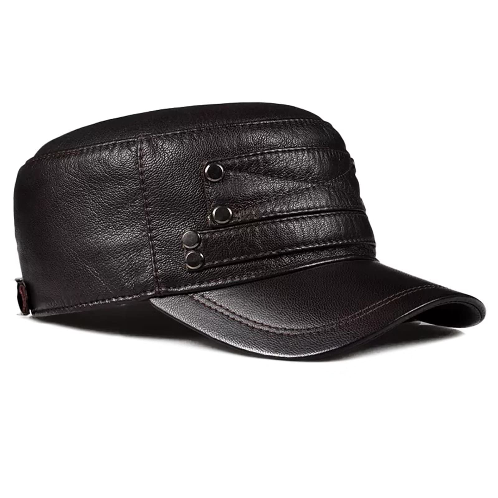 DongBao Uomo Cappello Militare Classico Visiera Cappello in Pelle da Baseball Stile Vintage,Regolabile
