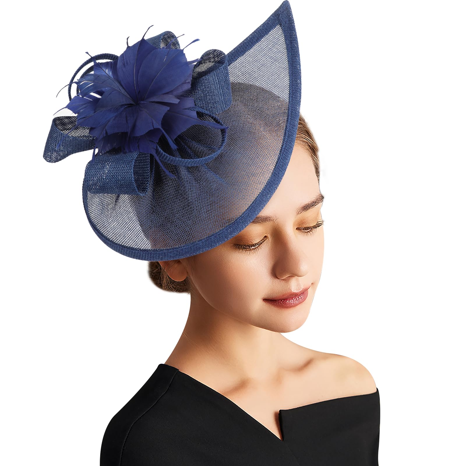 DRESHOW Fascinator Hats Tea Party Hat Vintage Pillbox Hat Headband Cocktail Headwear for Girls and Women