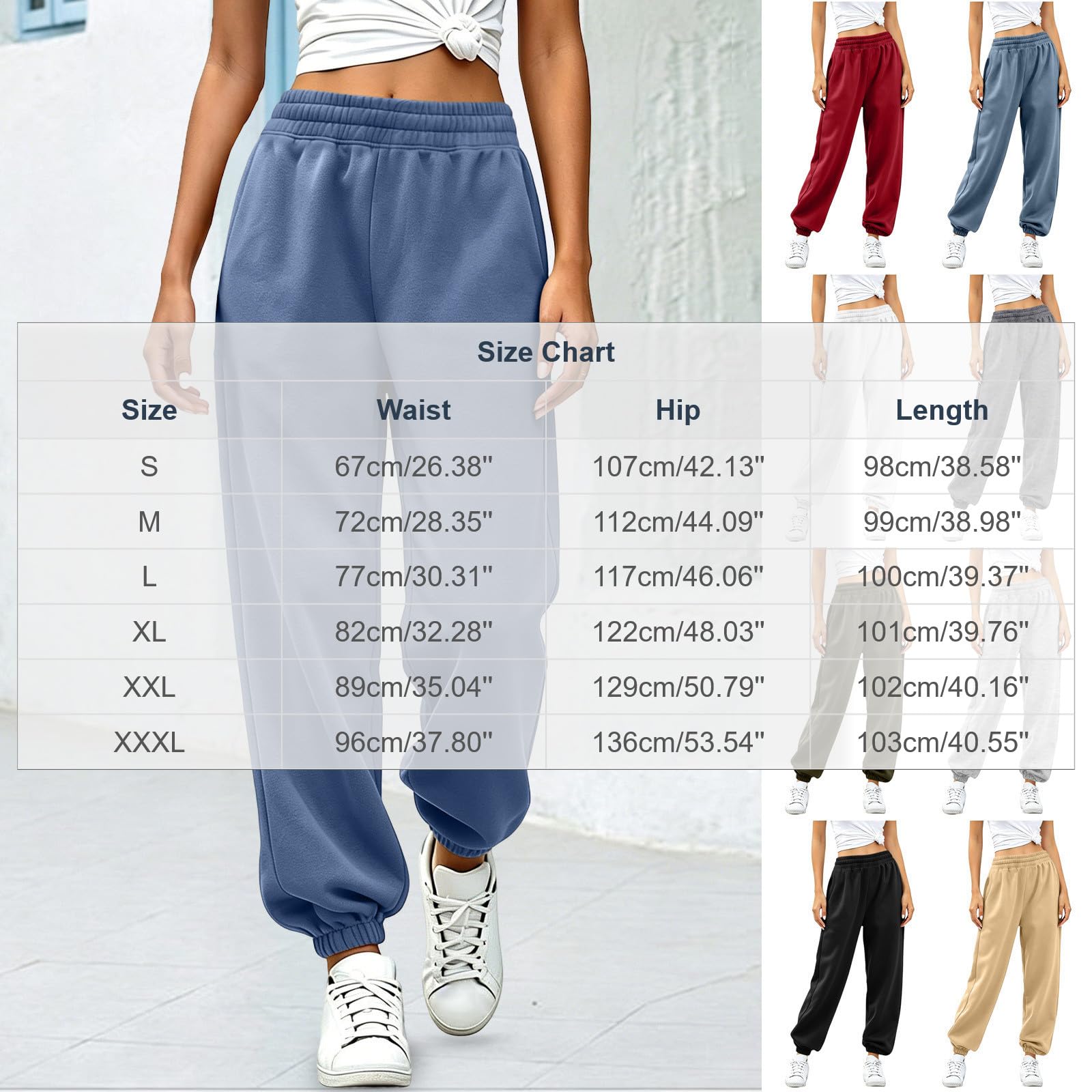 Generico Pantaloni da Jogging Donna Pantaloni Sportivi Vita Alta Pantalone a Gamba Larga Larghi e Morbidi Pantalone Baggy con Tasche Pants Lunghi con Coulisse Regolabile per Allenamento e Fitness