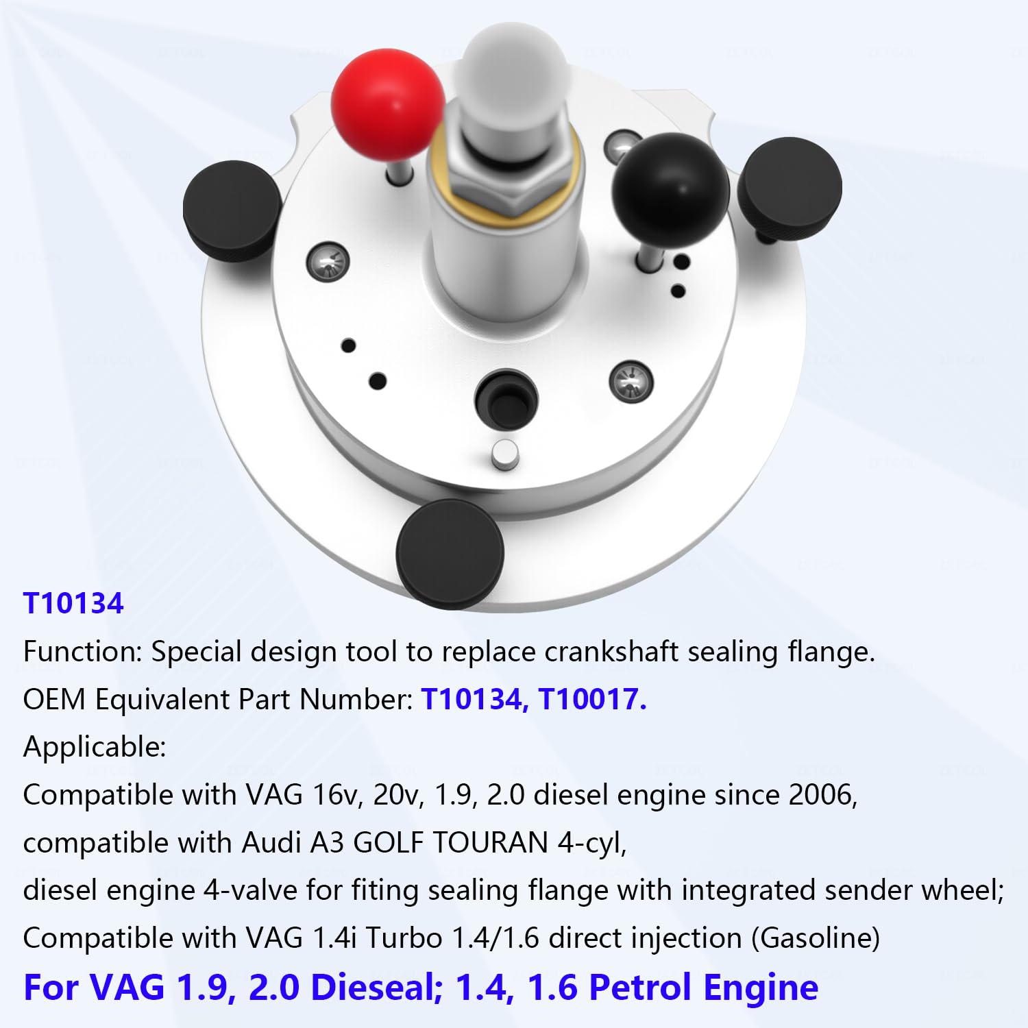 ZKTOOL Strumento di Installazione e Rimozione della Flangia del Paraolio Posteriore dell'Albero Motore, Compatibile con VAG 16V 20V 1.9 2.0 Motore Diesel e Motore a Benzina 1.4 1.6, OEM T10134 T10017