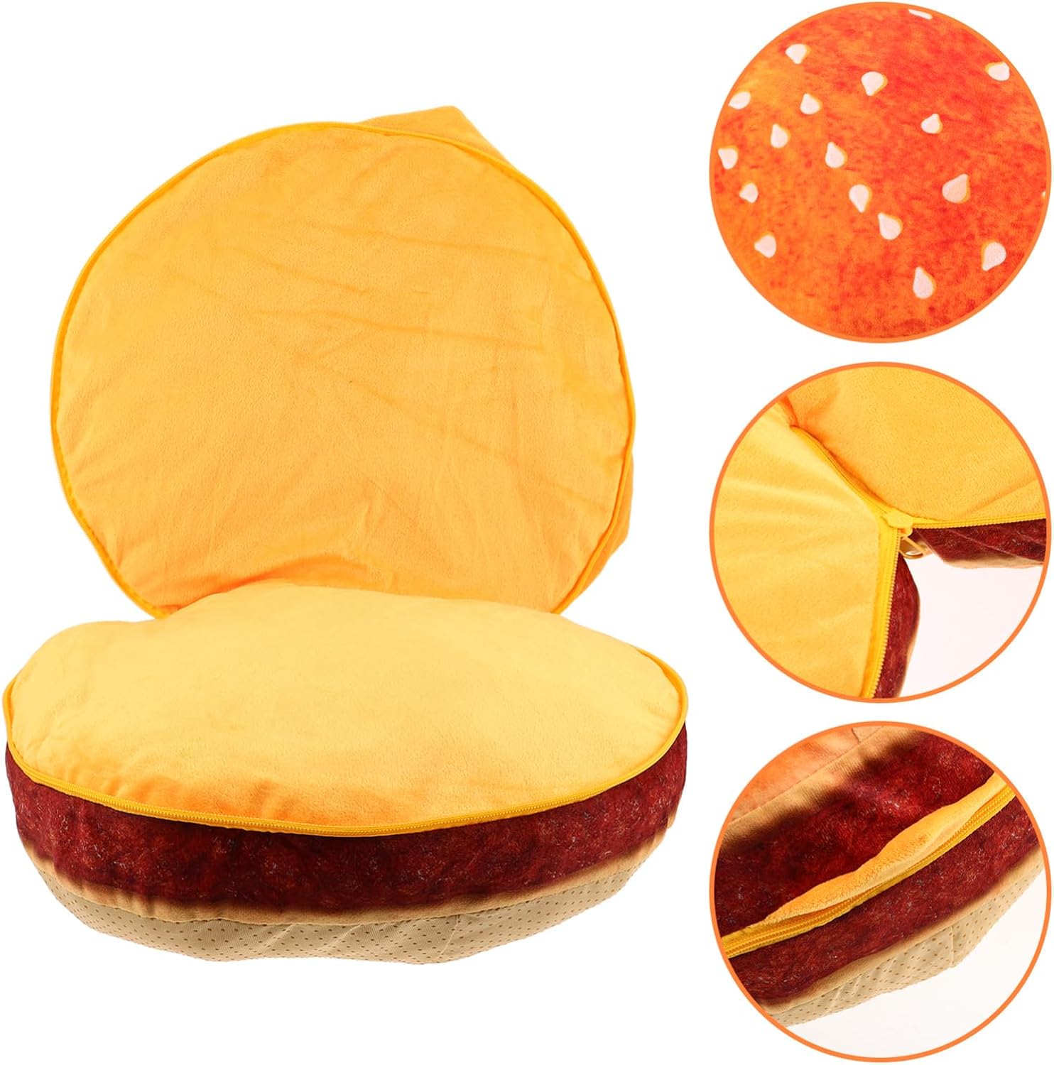 Plush Hamburger Pillow Cheeseburger Design Funny Food-Themed Cushion for Home Decor Unique Soft Stuffed Throw Pillow for Sofa and Bed