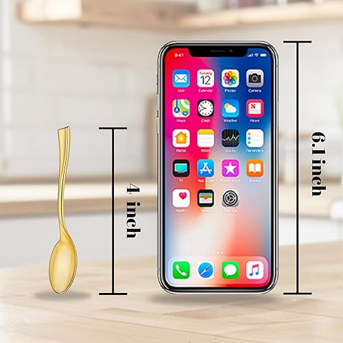 Vista 7 de WDF 300 mini cucharas de plástico doradas – Cucharas de postres de plástico dorado de 4 pulgadas, cucharas desechables resistentes perfectas para Oro