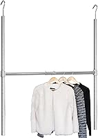 DecoBrothers Adjustable Chrome Hanging Closet Rod - Expandable 18.75-30.5" Tool-Free Height Adjustable Organizer