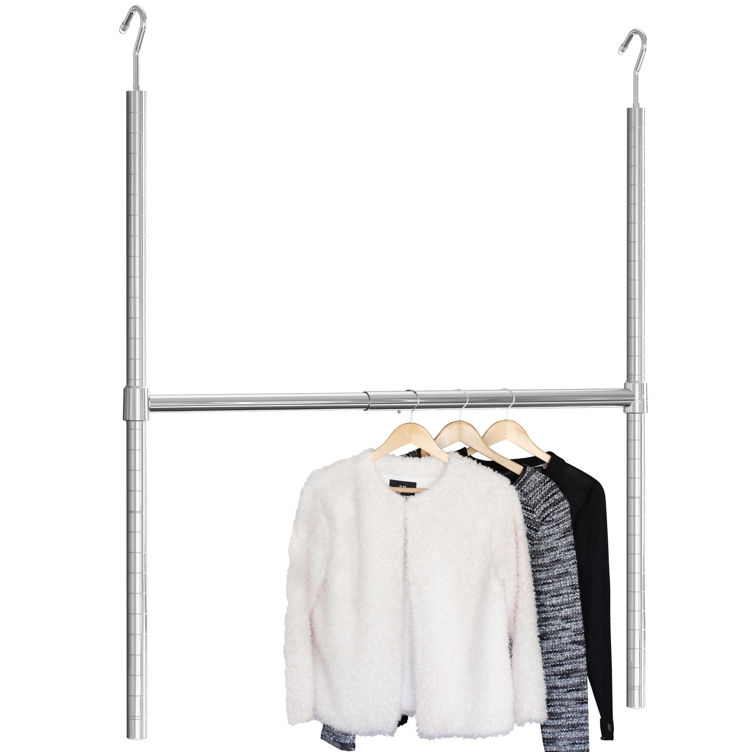 DecoBros Adjustable Hanging Closet Rod, Chrome