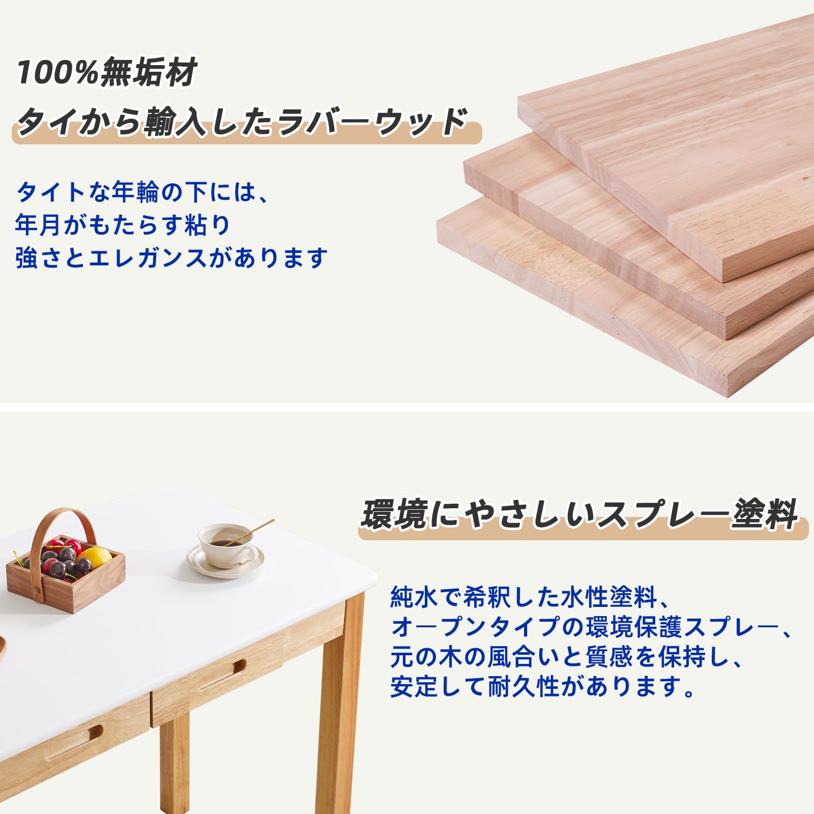 Amazon | Aibiju 木製 デスク 机 pcデスク 天然木 幅100奥行55高さ75cm