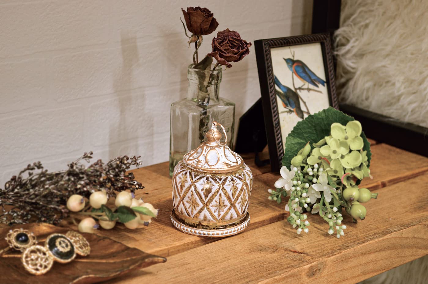 Amazon.co.jp: ビジュー LEDランタン アンティーク調 ガラス おしゃれ