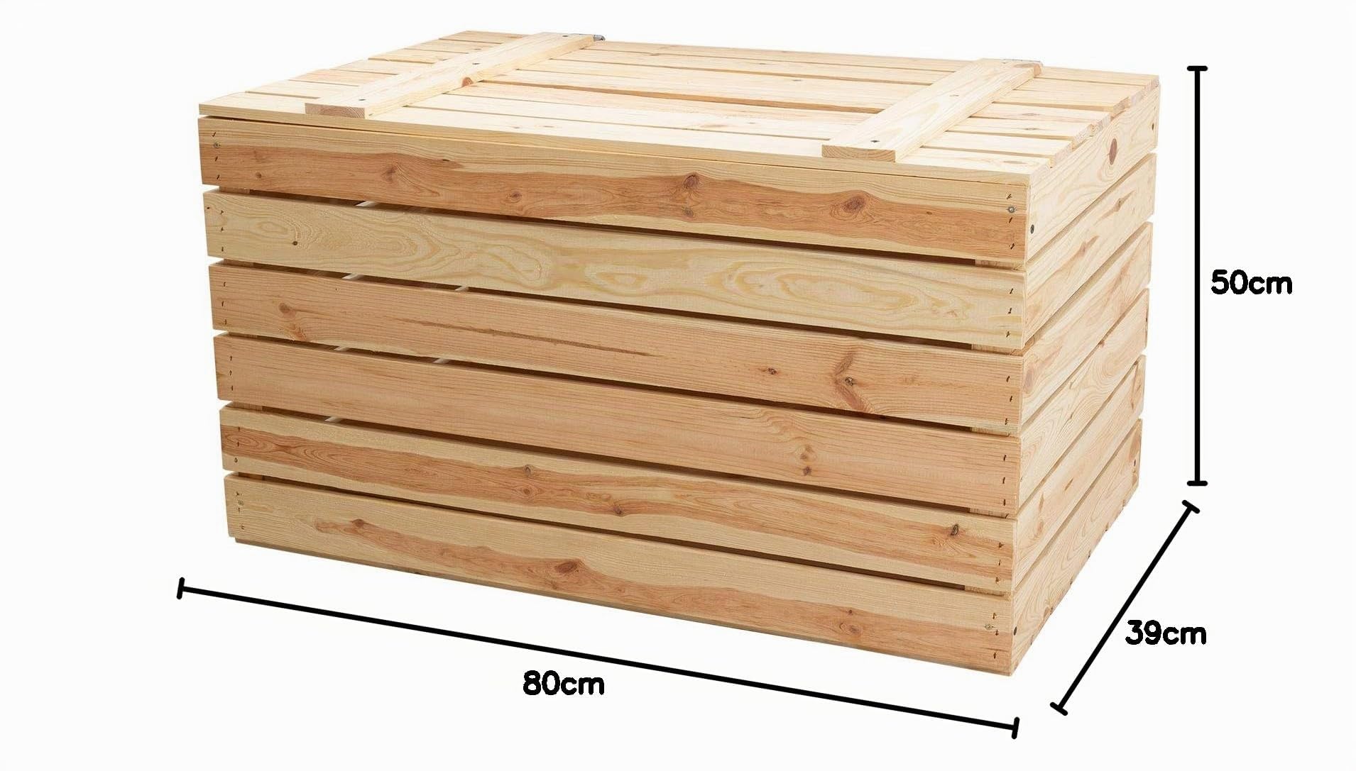 Traumhaft rustikale Holztruhe 80x50x39cm Holztruhe in hellem, unbehandelten Naturholz mit Deckel | für alle Räume, auch Kinderzimmer | drinnen & draußen