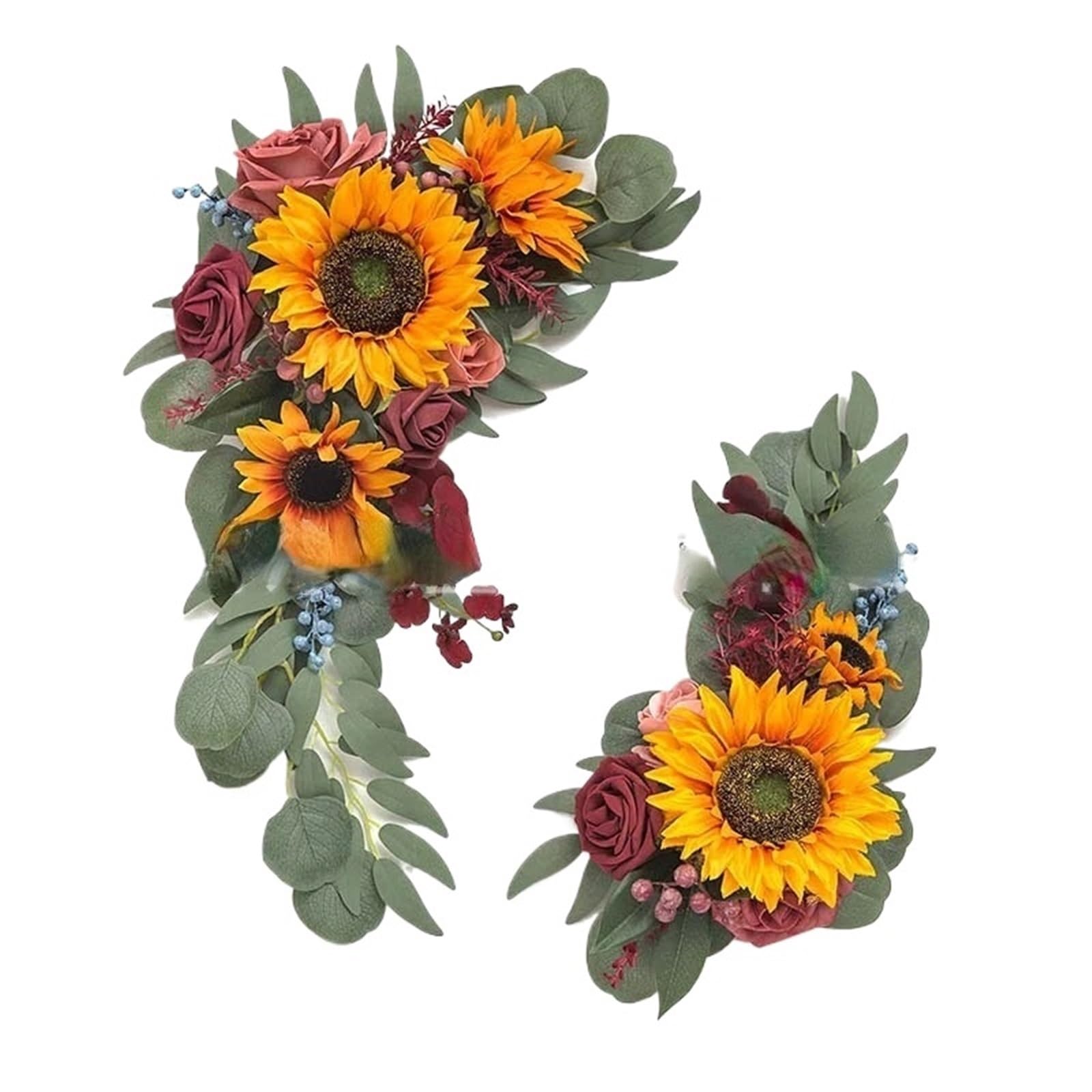 EKalgretrA Flower Arch 2pcs Artificial Wedding Arch Flowers Rose Party Garland Ceremony Flower Backdrop Decoration Fake(019)