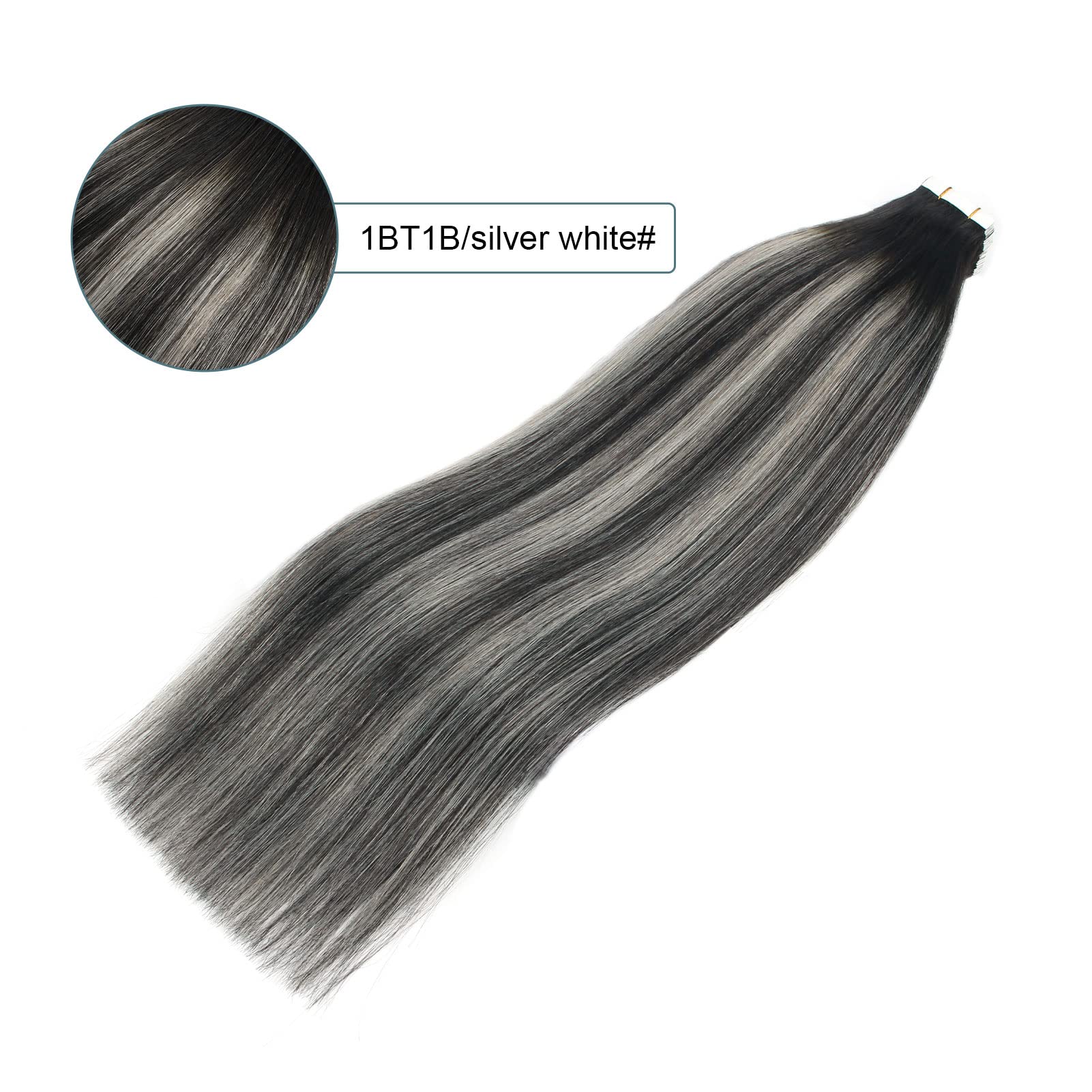 Silver Ombre Tape-in Hair Extensions 20\