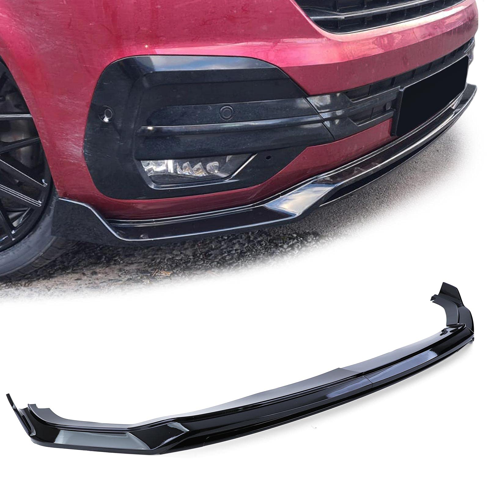 Frontspoiler Lippe mit Splitter und Gitter Schwarz Glanz für VW Bus T6.1 ab 19