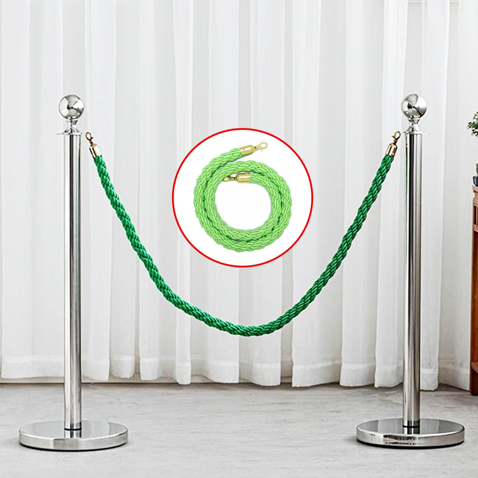 Chartreuse - Corda elastica regolabile da 64 m, con ganci regolabili, confezione da 1/2/4, resistente, per campeggio all'aperto e giardinaggio
