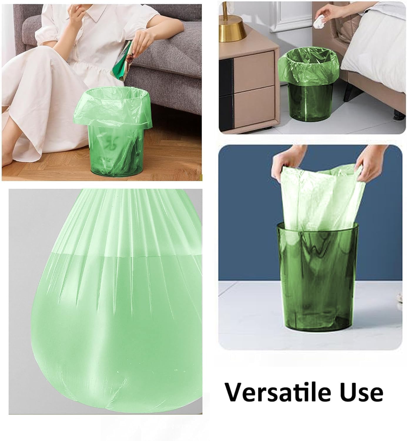 8 Gallon Trash Bags Colored - Extra Thick Medium Garbage Bags 1.1 mil Strong, Leakage-Free,Unscented 30 Liter Thick for Bathroom, Office, Kitchen Waste Basket Trash Can (Green, 300 Count)