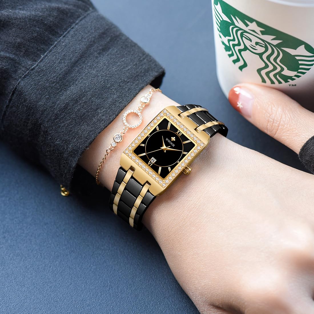 WWOOR Orologi da donna per piccoli polsi in acciaio inossidabile Dainty Square Orologi per le donne con data Orologi da donna impermeabili Elegante vestito al quarzo Orologi da polso da donna Reloj de